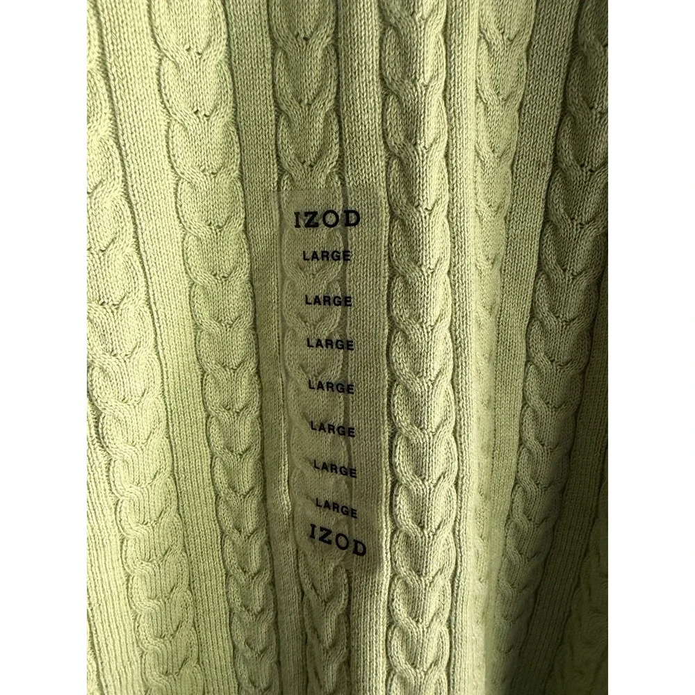 Izod Men‎ Cable Knit Sweater Size L Cotton Preppy Coastal Nantuckit Golf